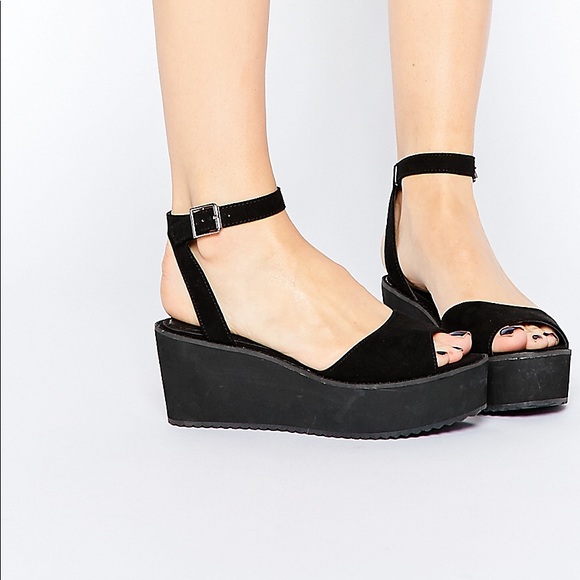 black velvet platform sandals